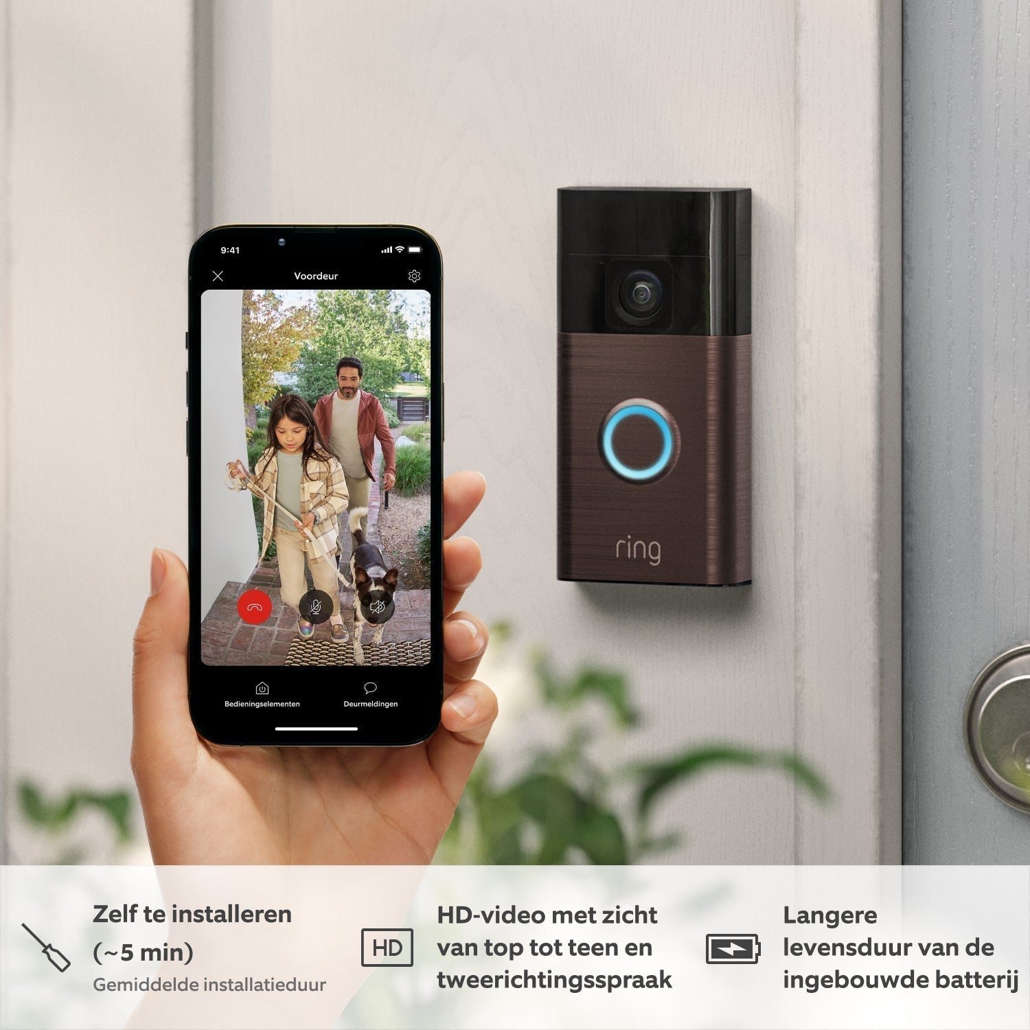 Sonnette Vidéo de Luxe - Sans Fil avec Batterie | 1080p HD