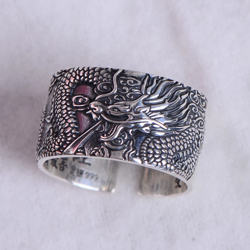 Bague en Sutra de Dragon Argenté