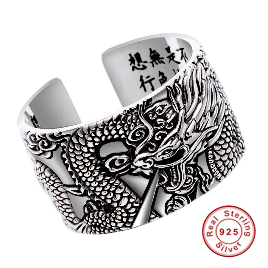 Bague en Sutra de Dragon Argenté