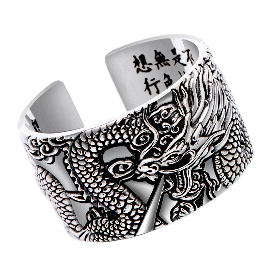 Bague en Sutra de Dragon Argenté