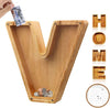 Tirelire TreasureNest | Tirelire en bois personnalisée avec des motifs de lettres de l'alphabet