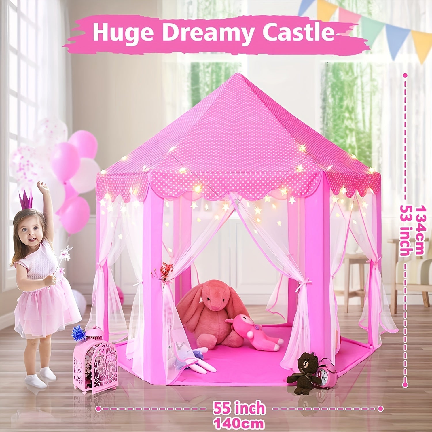 Tente de Jeu Rêveuse Château - Monde Magique pour Enfants avec Lumières