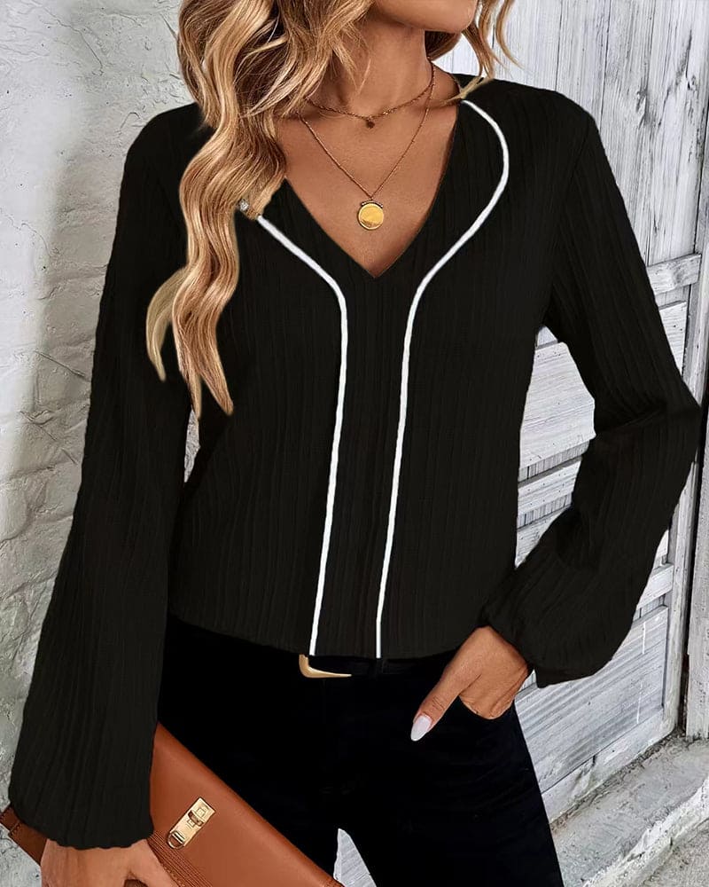 Blouse à Manches Longues et Col en V - Alina