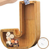 Tirelire TreasureNest | Tirelire en bois personnalisée avec des motifs de lettres de l'alphabet