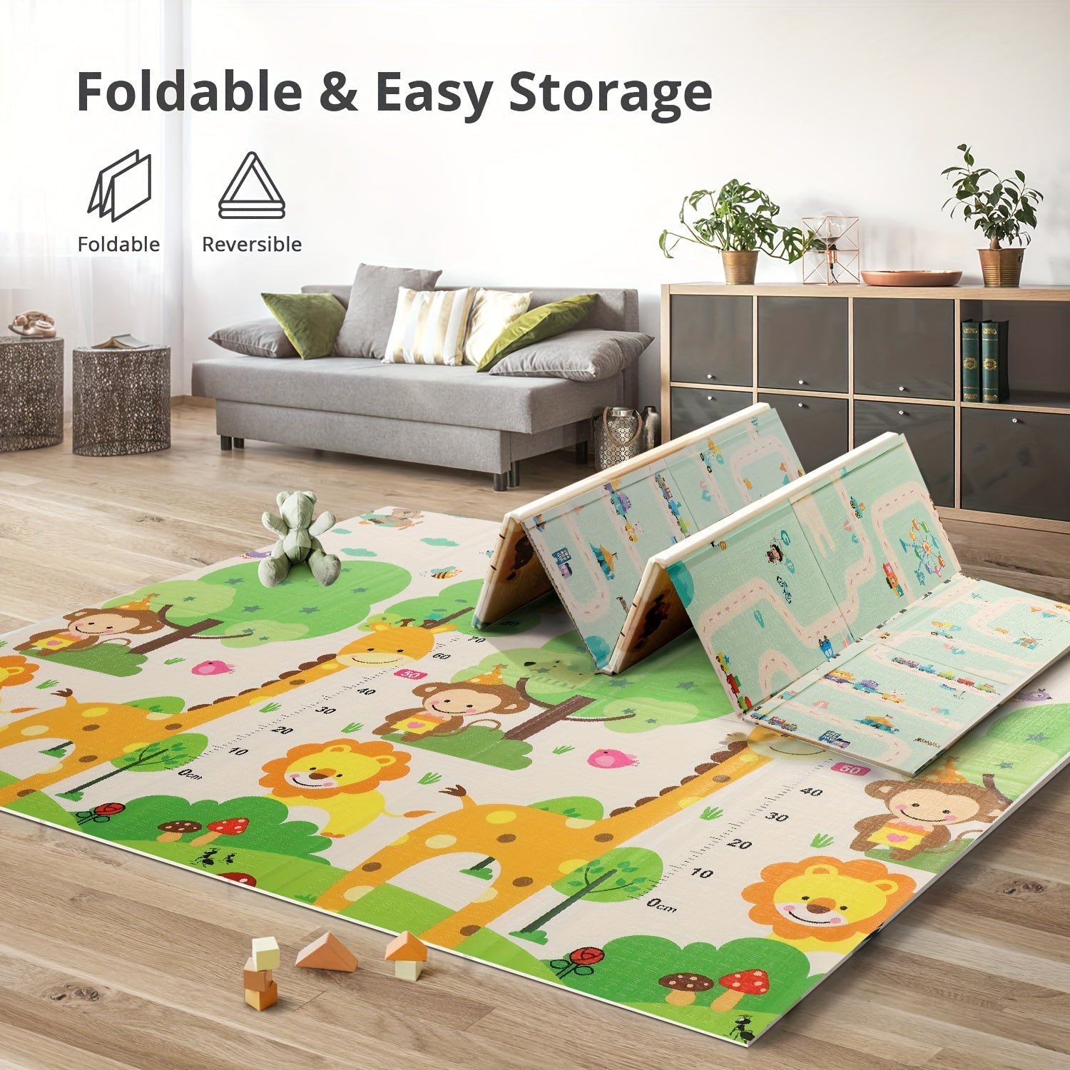 Tapis de Jeu Éducatif – Apprends et Grandis avec les Animaux et la Nature