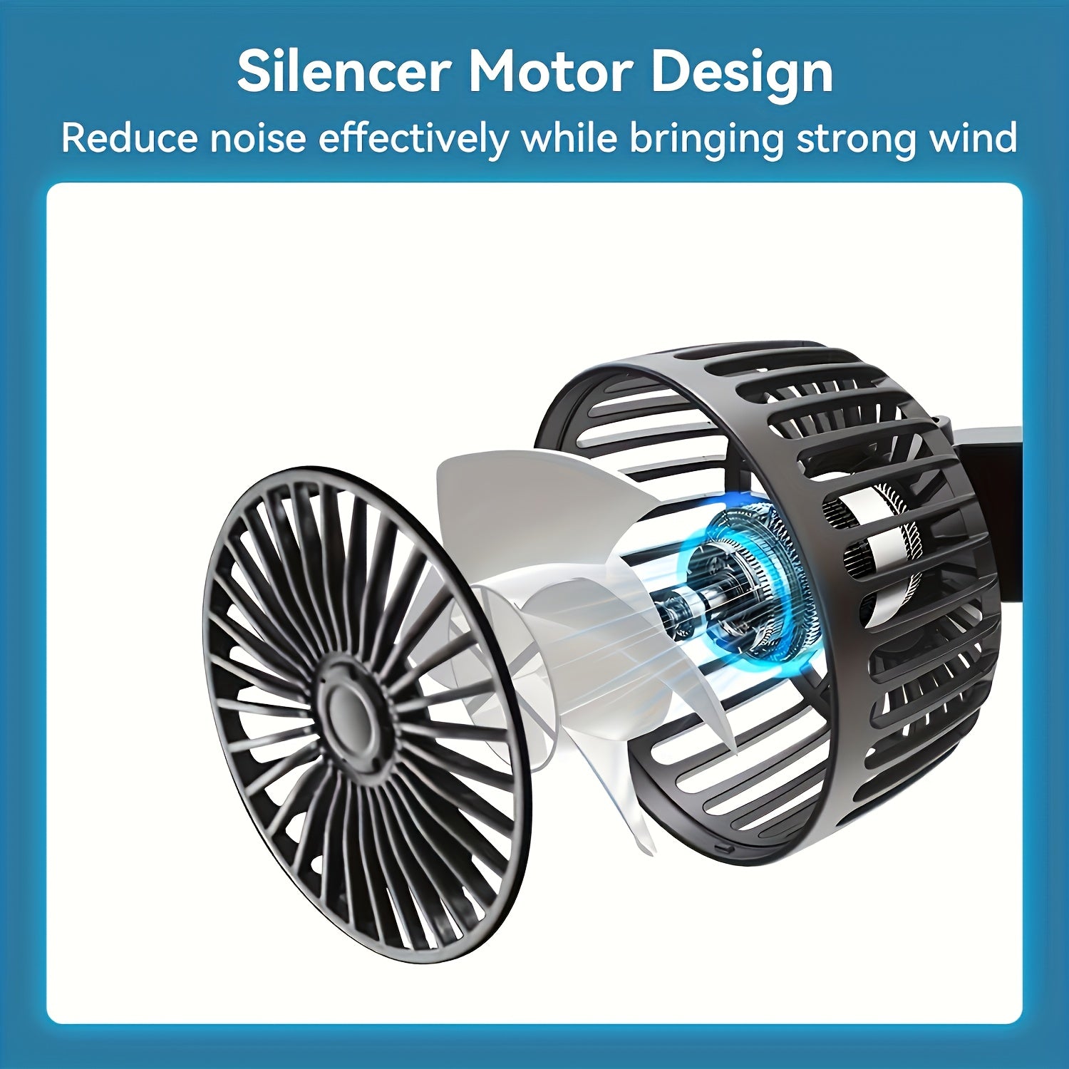Ventilateur de Voiture Portable Double – 5 Lames Rotatif à 360° Ultra-Silencieux