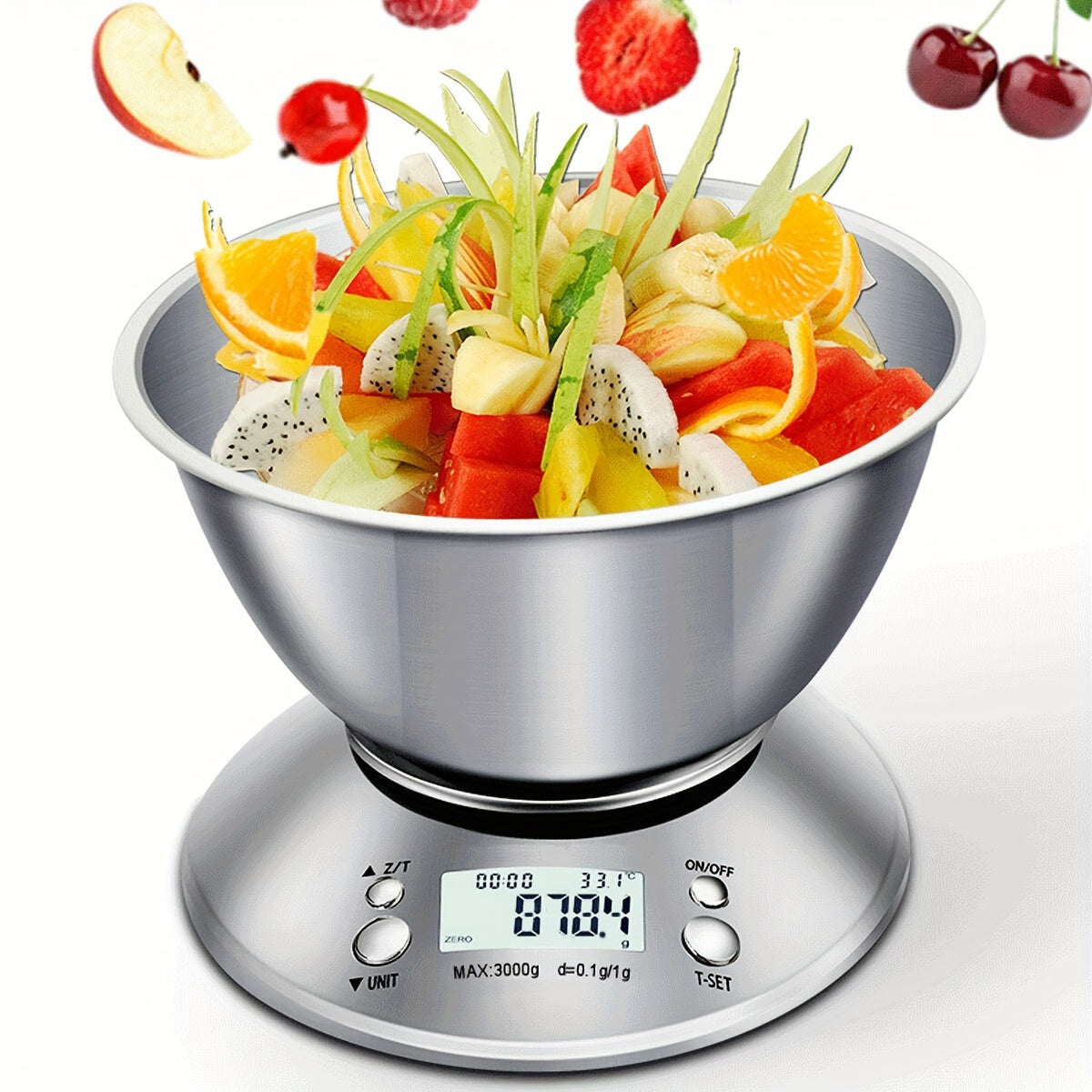 Balance de Cuisine Numérique avec Plateau en Acier Inoxydable – Précision avec Capteur de Température et Fonction Minuteur pour la Pâtisserie et la Cuisine