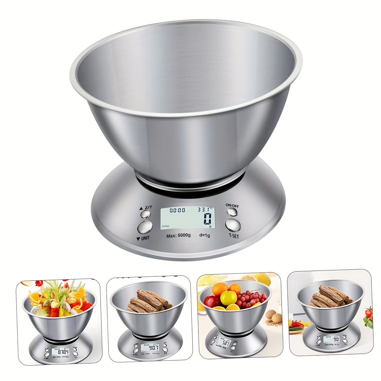 Balance de Cuisine Numérique avec Plateau en Acier Inoxydable – Précision avec Capteur de Température et Fonction Minuteur pour la Pâtisserie et la Cuisine