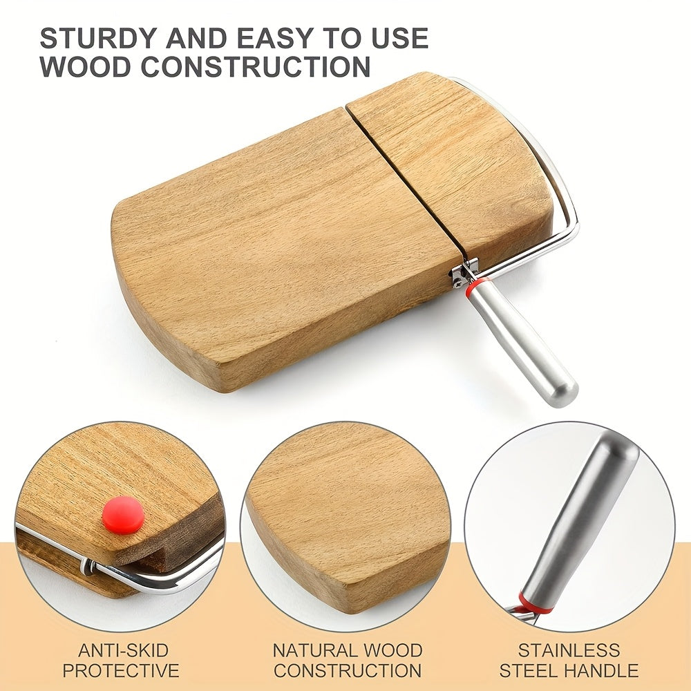 Artisan Acacia Coupe-fromage – Couteau en Acier Inoxydable sur Base en Bois Élégante