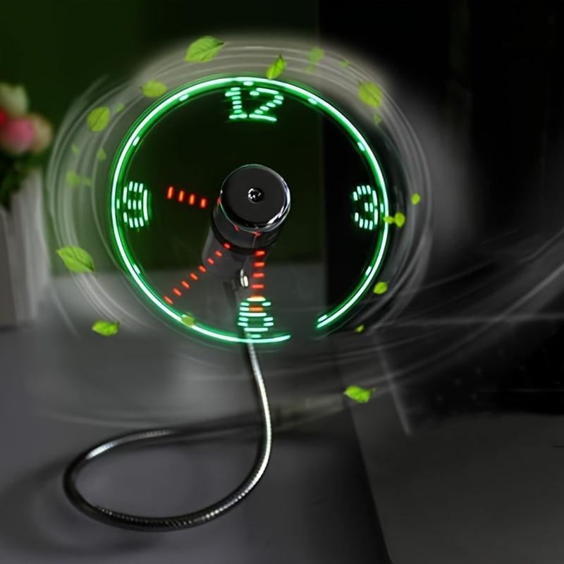 Ventilateur Horloge LED USB Portable avec Affichage de l'Heure