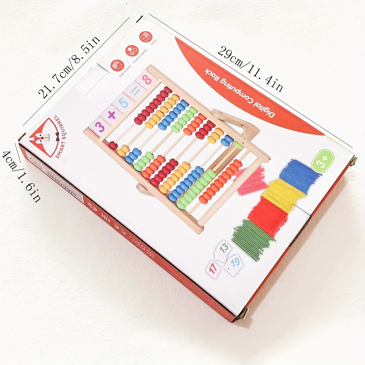 Boîte à Calcul en Bois Éducative – Apprenez à Additionner et Soustraire avec des Perles Colorées
