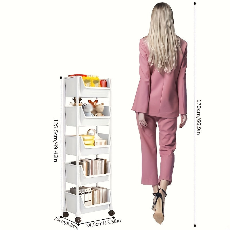 Chariot de Rangement Mobile Luxe NobleNest | Organisateur Élégant à 3/4/5 Niveaux pour une Mobilité Sans Effort et une Utilisation Optimale de l'Espace
