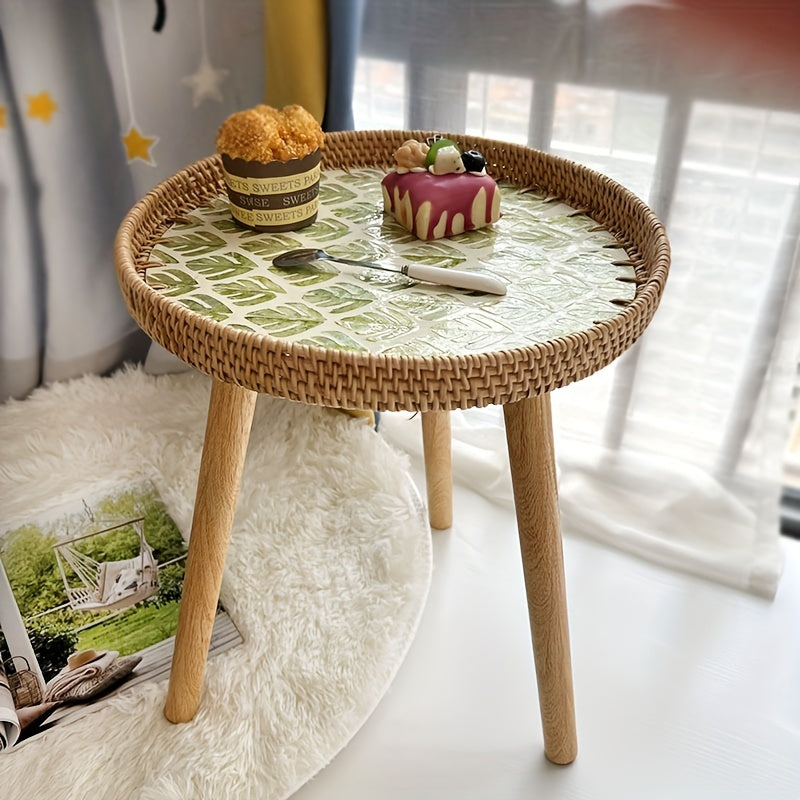 Table d'appoint en rotin scandinave - Elin