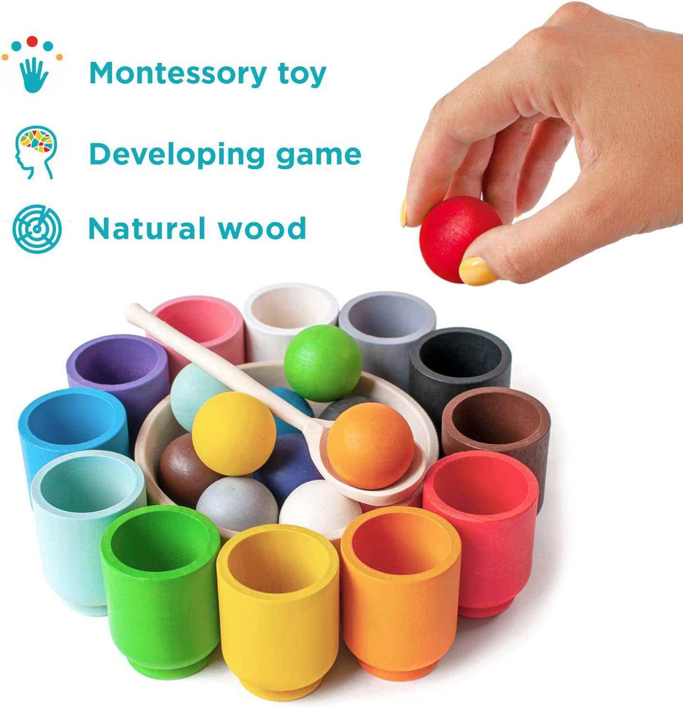 Jeu De Tri Montessori En Bois - 34 Pièces - Sac De Rangement - Pour Enfants 1 à 3 Ans - Apprentissage Couleurs Et Formes