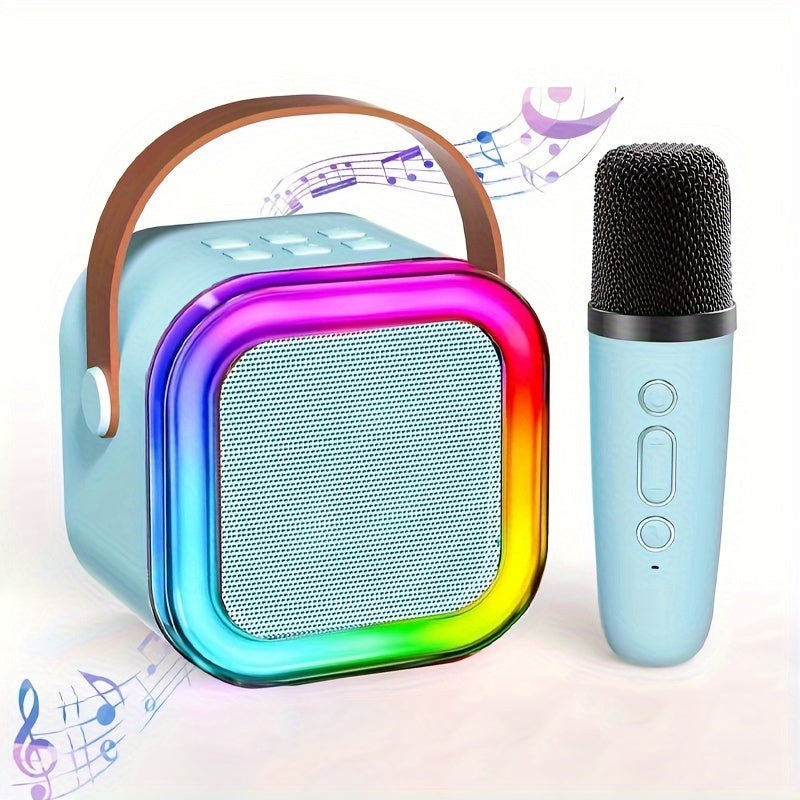 Système de haut-parleur de karaoké portable mini KaraokeLux | Élevez vos soirées à domicile avec des micros sans fil et des lumières disco LED éblouissantes, parfait pour offrir !
