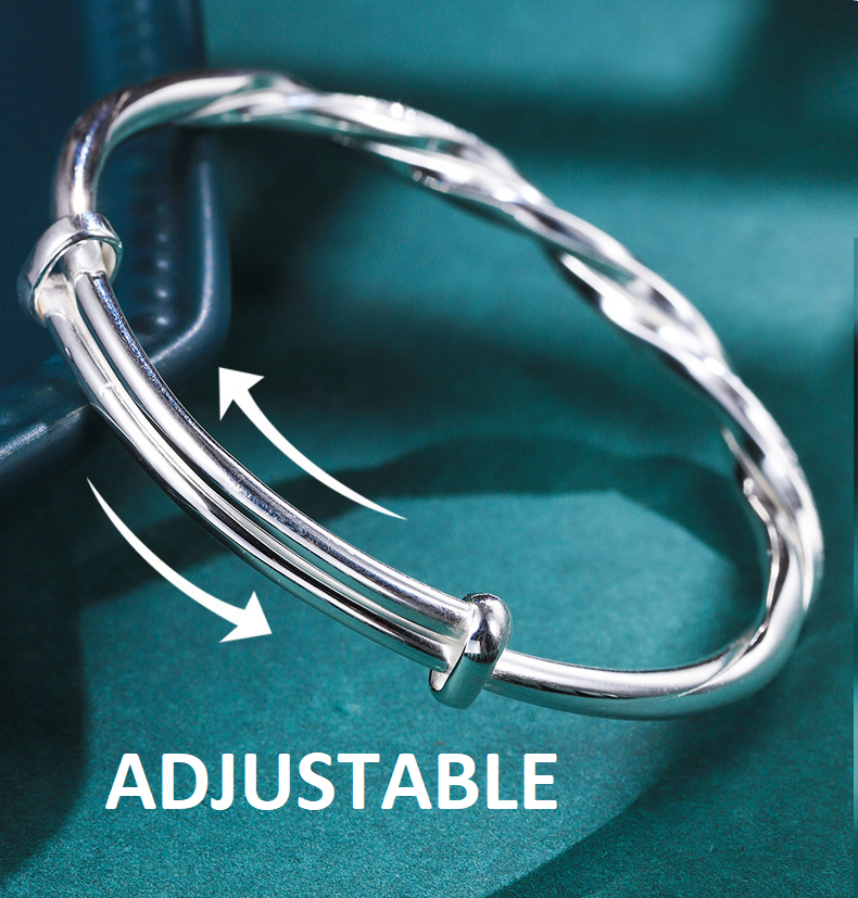 Bracelet en Argent Torsadé - Design Élégant et Ajustable