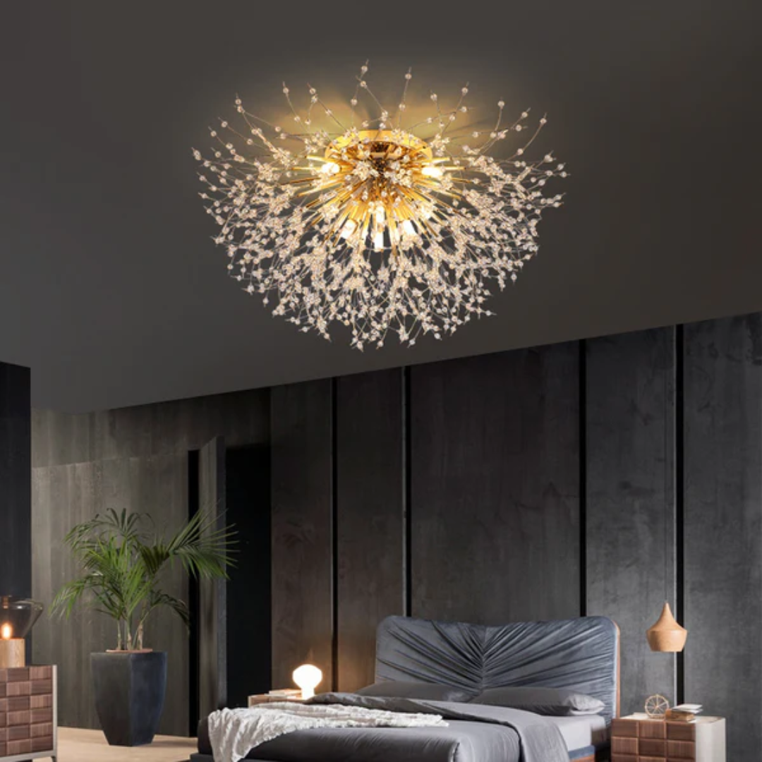 Xelva Luxe Plafonnier - Design Fleur de Cristal - Éclairage LED