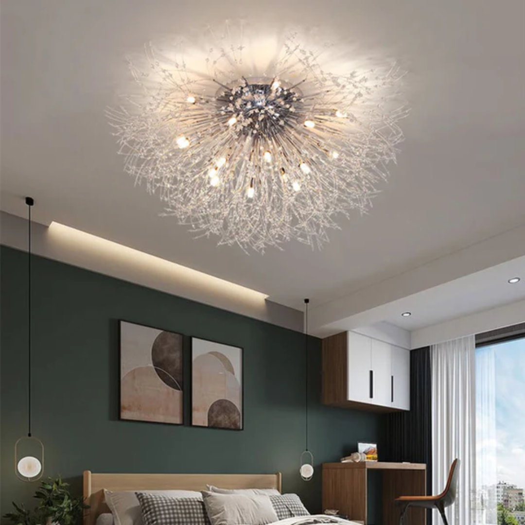 Xelva Luxe Plafonnier - Design Fleur de Cristal - Éclairage LED