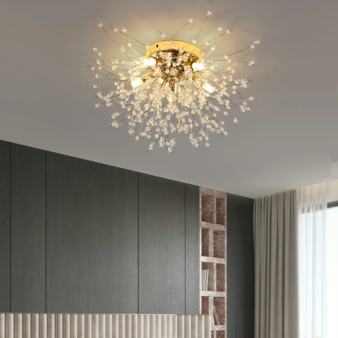 Xelva Luxe Plafonnier - Design Fleur de Cristal - Éclairage LED