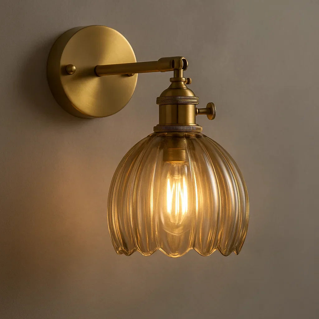 Applique Rétro | Design en Verre de Tulipe | Éclairage Élégant