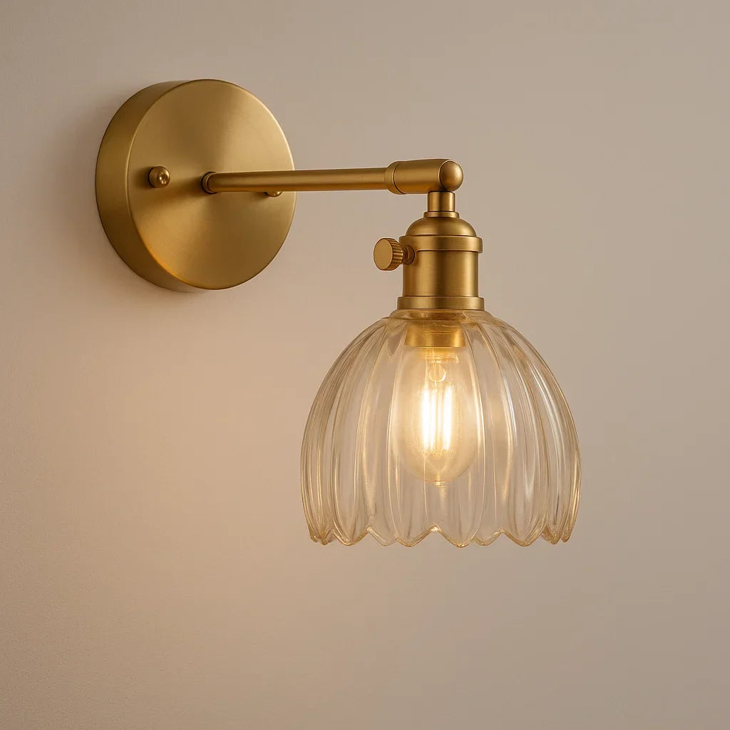 Applique Rétro | Design en Verre de Tulipe | Éclairage Élégant