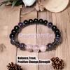 Bracelet en perles de quartz rose, obsidienne et améthyste de 8 mm - Aurora