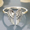 Bague en forme d'ailes d'ange argentées