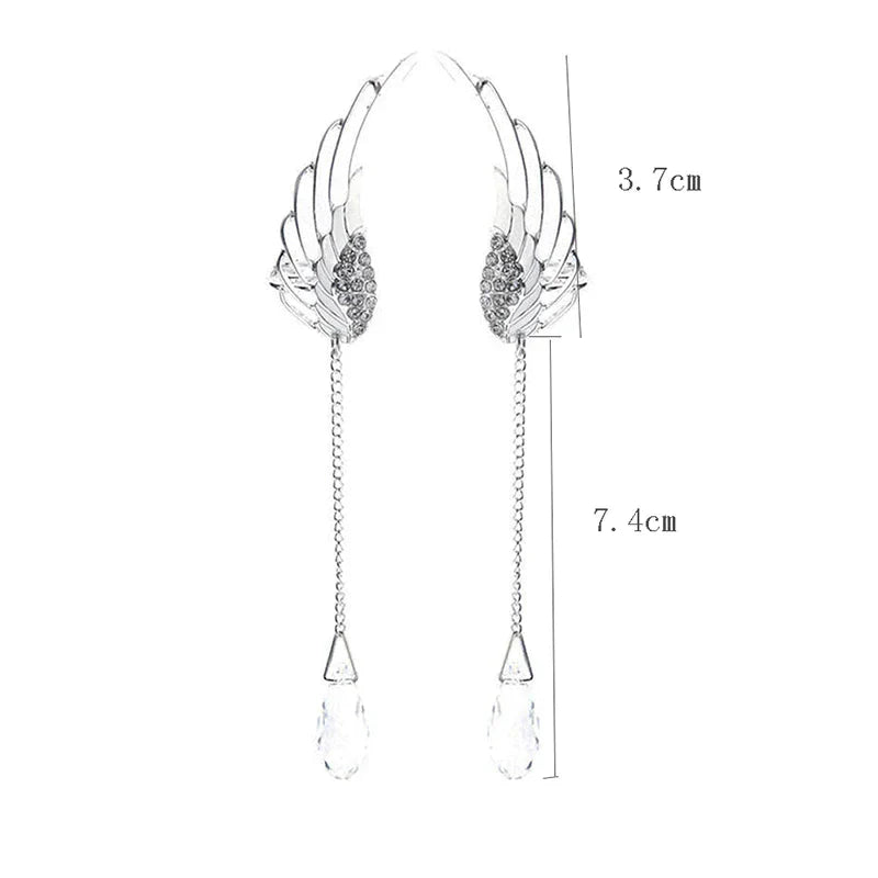 Boucles d'oreilles longues à manchon avec ailes d'ange