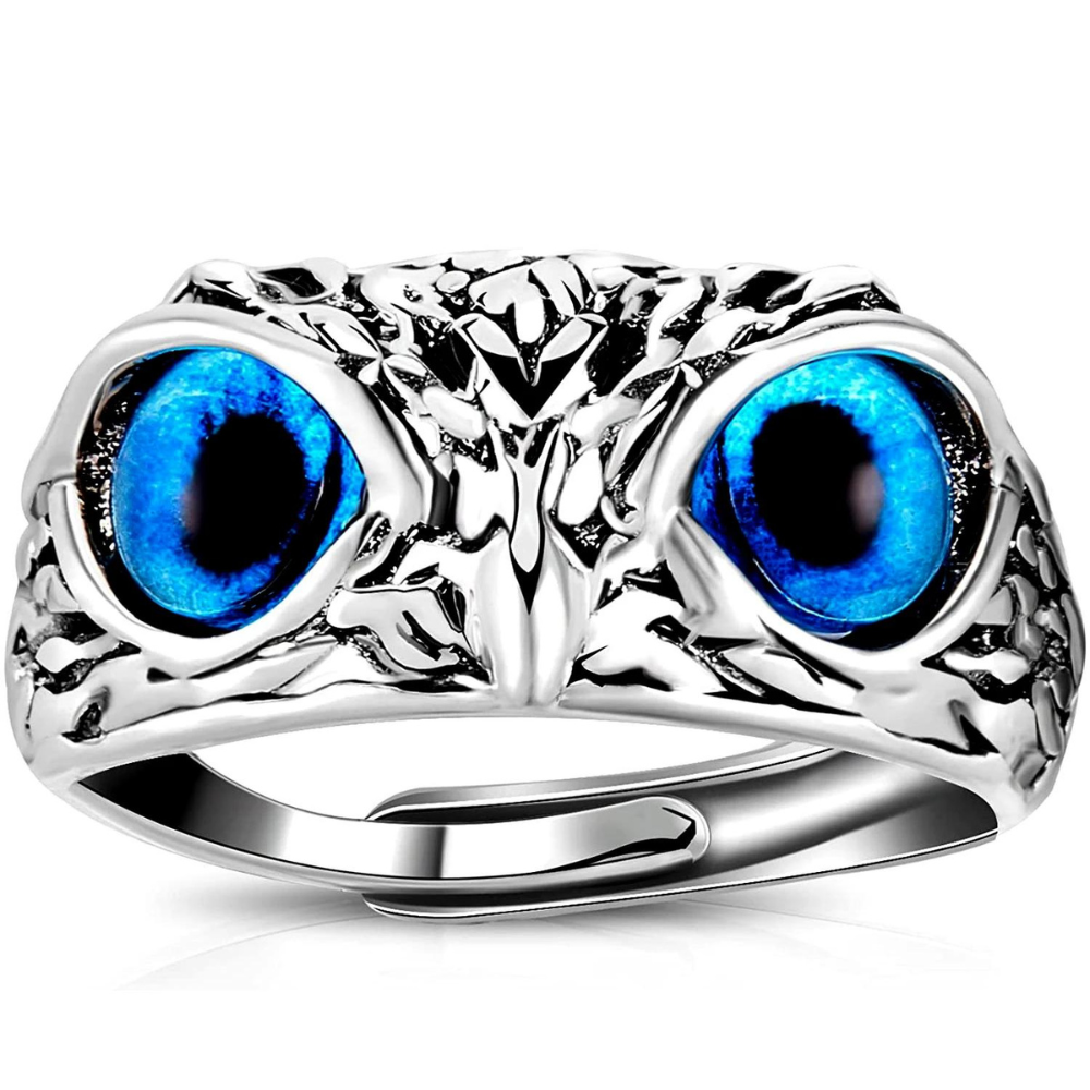 Bague en argent aux yeux de hibou
