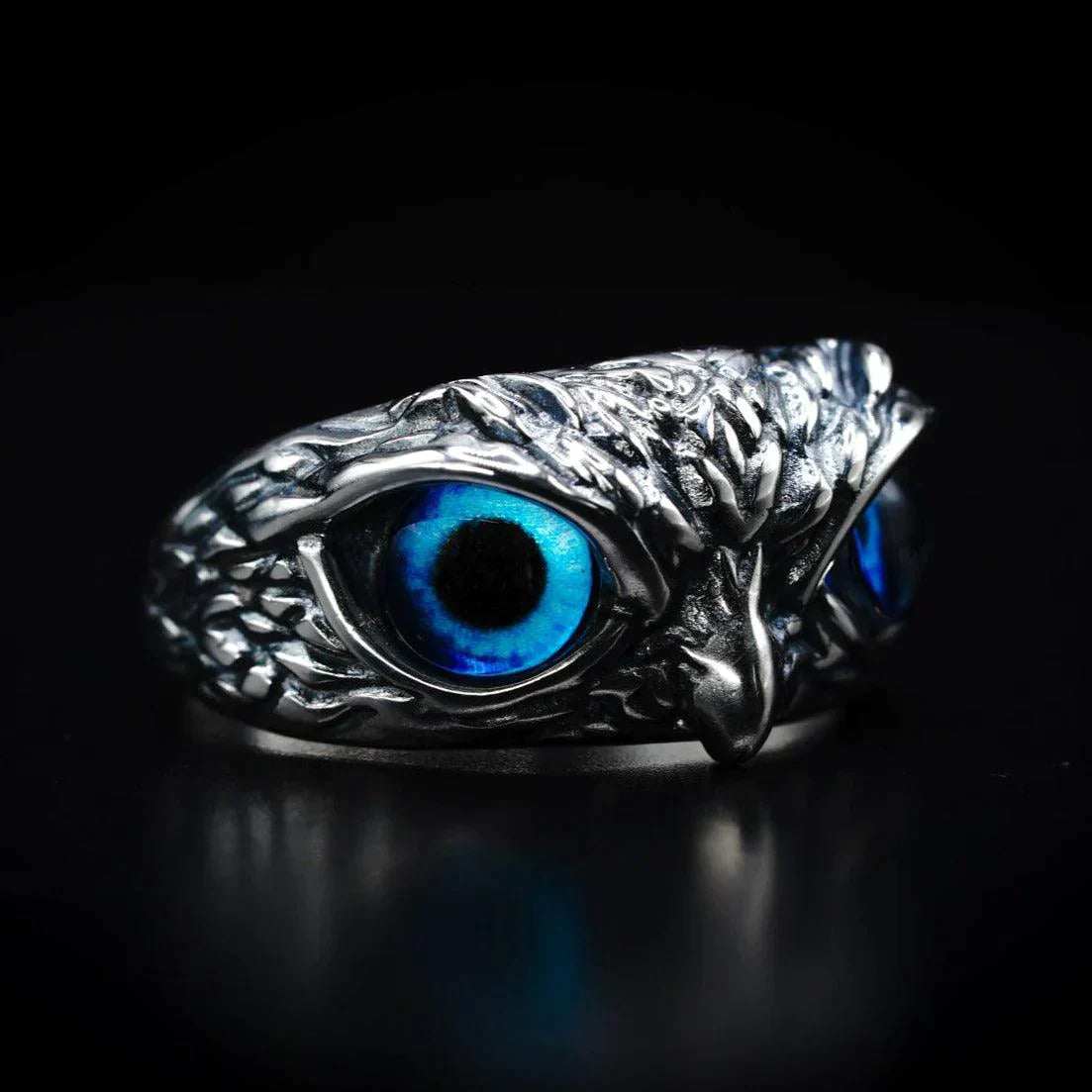 Bague en argent aux yeux de hibou