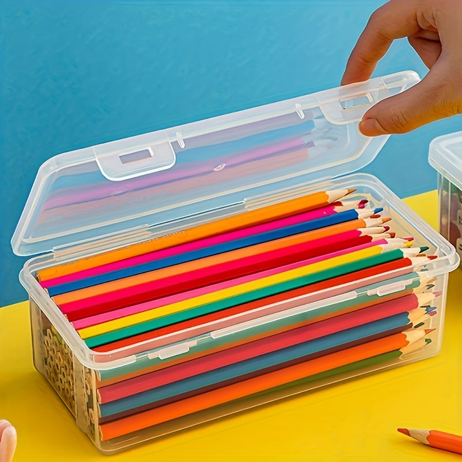 Boîte de Rangement Transparente - Pratique et Durable pour Fournitures Scolaires