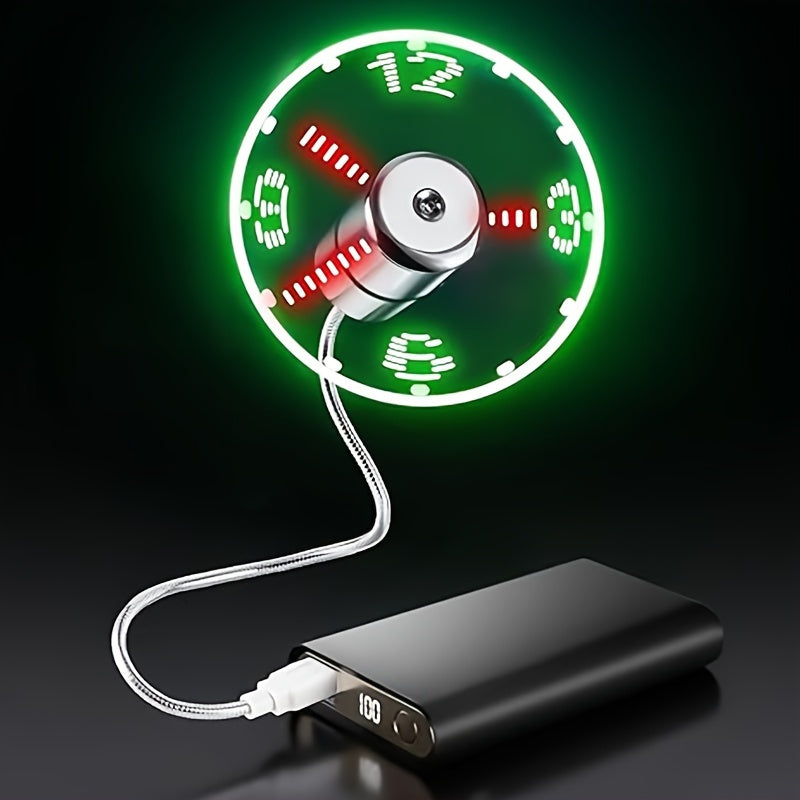 Ventilateur Horloge LED USB Portable avec Affichage de l'Heure