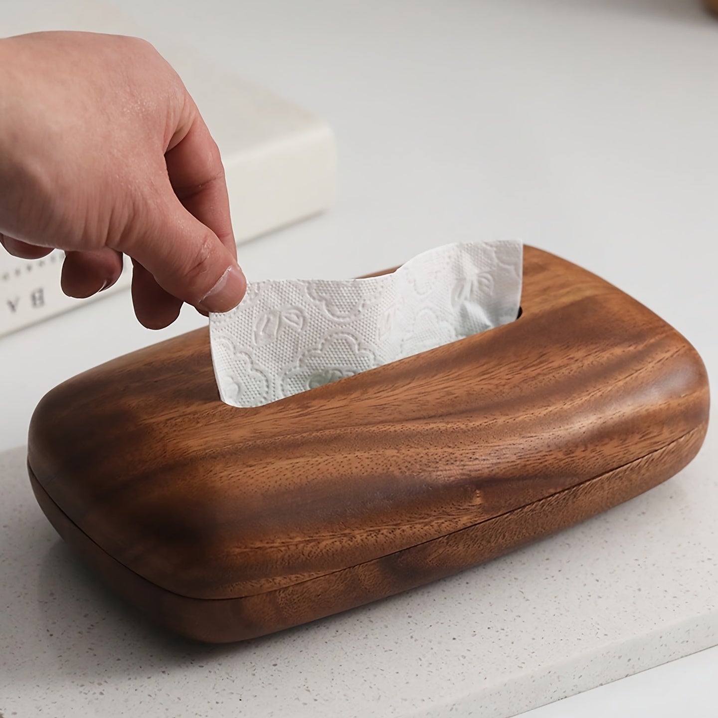 Boîte à tissues en noyer – Design élégant et fonctionnel