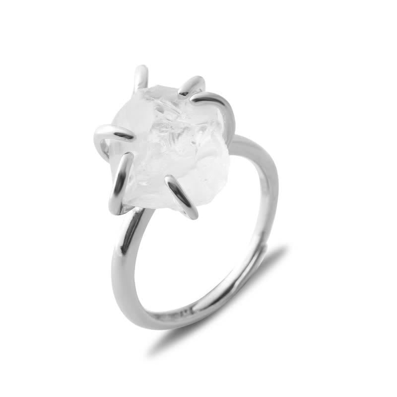 Bague Ajustable à Six Griffes avec Cristal Naturel – Liora
