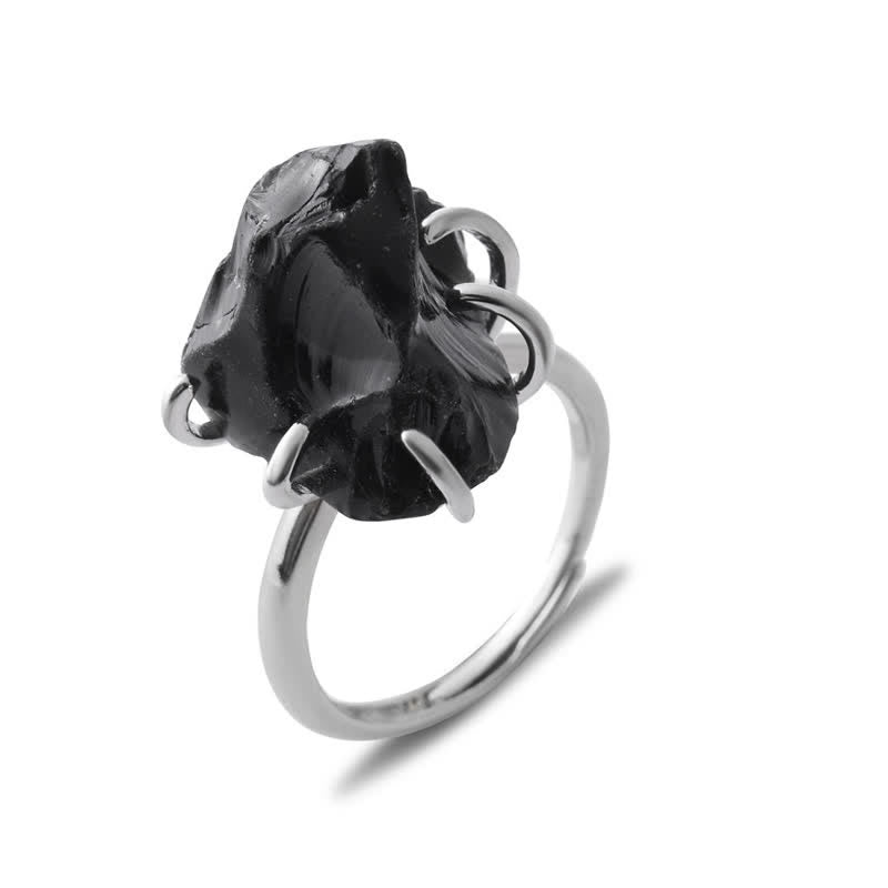 Bague Ajustable à Six Griffes avec Cristal Naturel – Liora