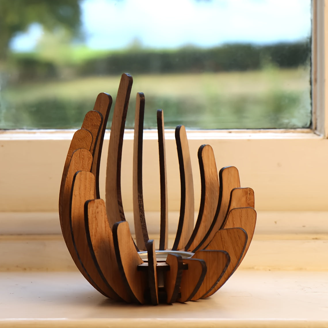 Bougeoir Lotus Bohème – Design en Bois Stratifié Fait Main