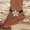 Bracelet de Cheville Bohémien avec Fleur en Coquillage - Accessoire Élégant pour l'Été et les Vacances