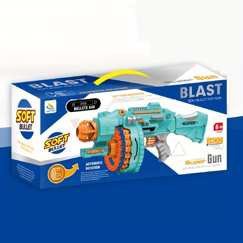 Blaster à mousse automatique – Pistolet turquoise avec 40 billes en mousse pour le plaisir de jouer