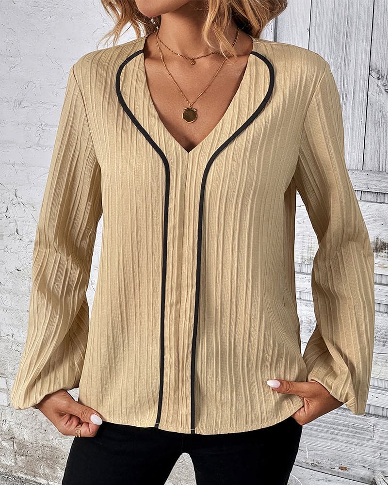 Blouse à Manches Longues et Col en V - Alina