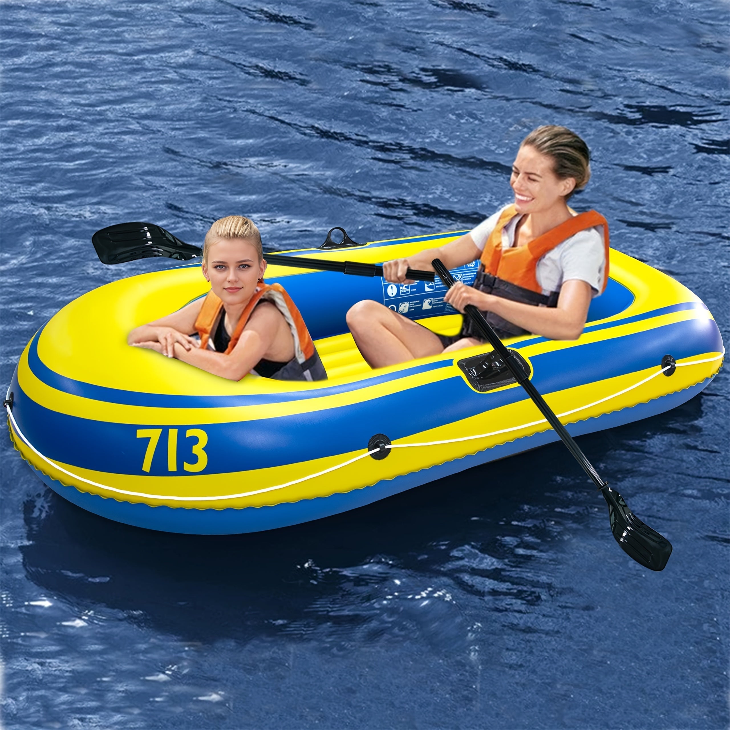 Bateau de Pêche Gonflable – Bateau en PVC Léger pour 2 Personnes avec Pagaies