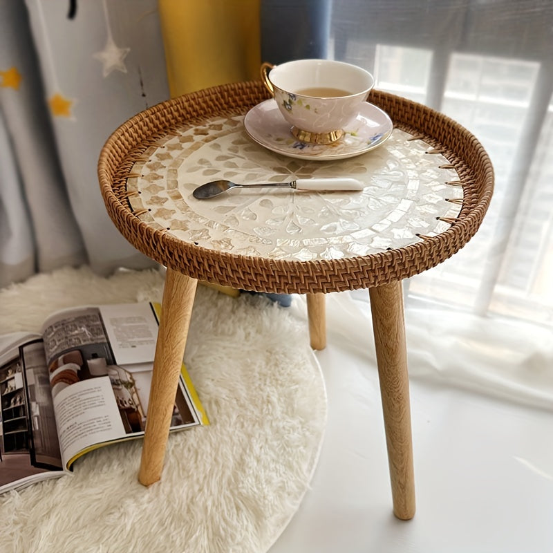 Table d'appoint en rotin scandinave - Elin