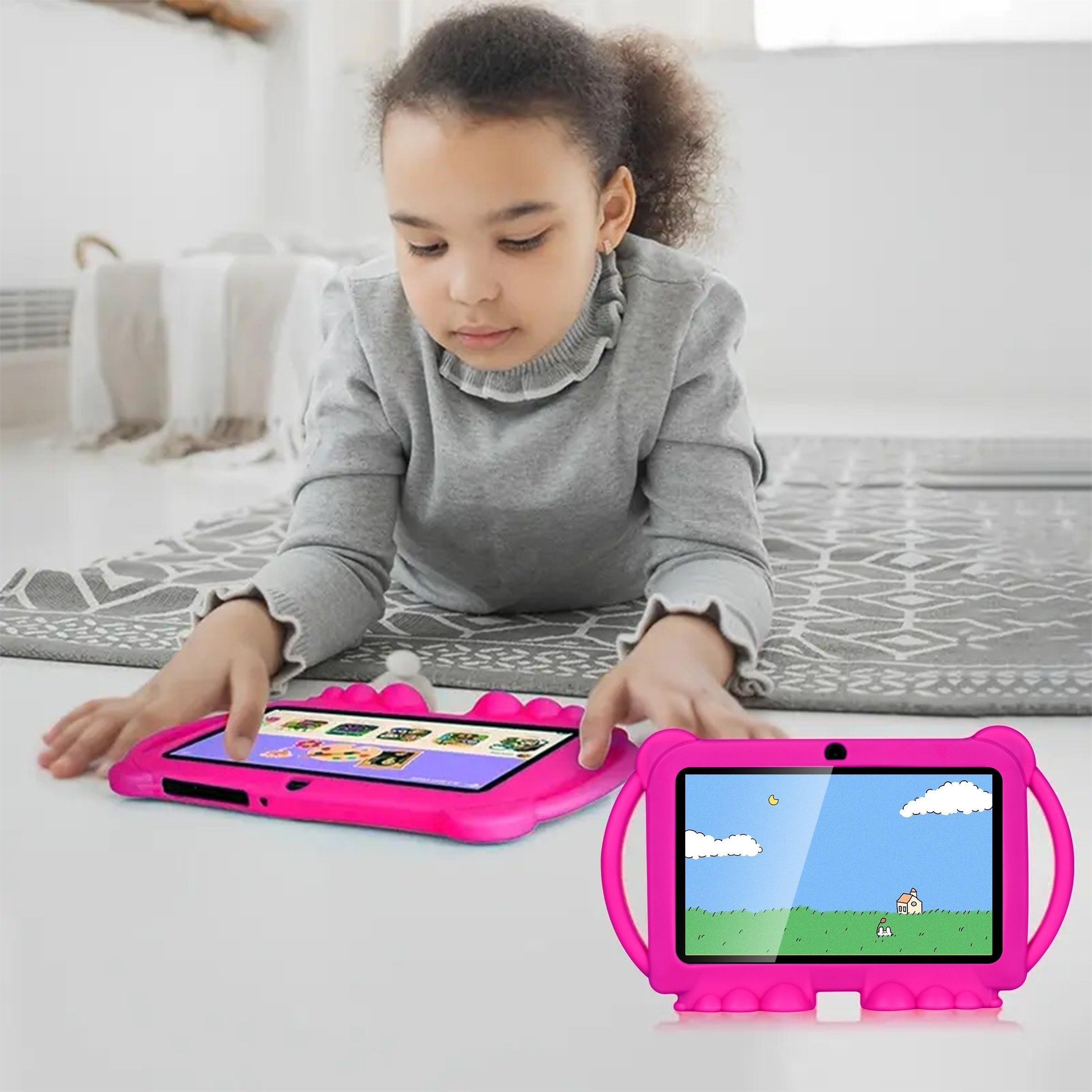 Tablette pour Enfants – Avec Protection Oculaire, Housse Antichoc et Support pour Applications Éducatives