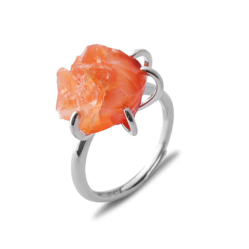 Bague Ajustable à Six Griffes avec Cristal Naturel – Liora