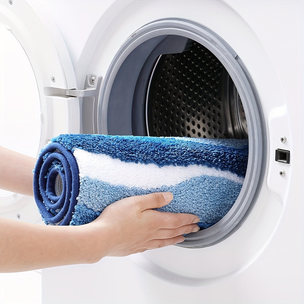 Tapis de Salle de Bain Géométrique – Absorbant et Doux avec un Dessous Antidérapant
