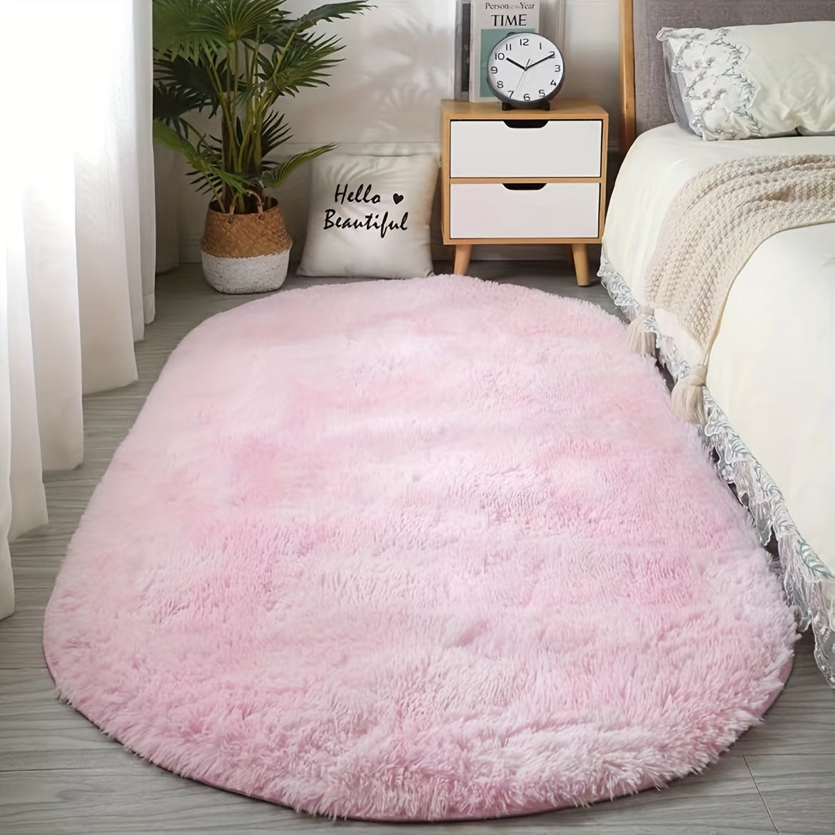 Tapis Oval en Velours Nest Luxueux et Douillet | Décor doux et lavable à la main pour chambres et salons, parfait pour les tables basses et les entrées.