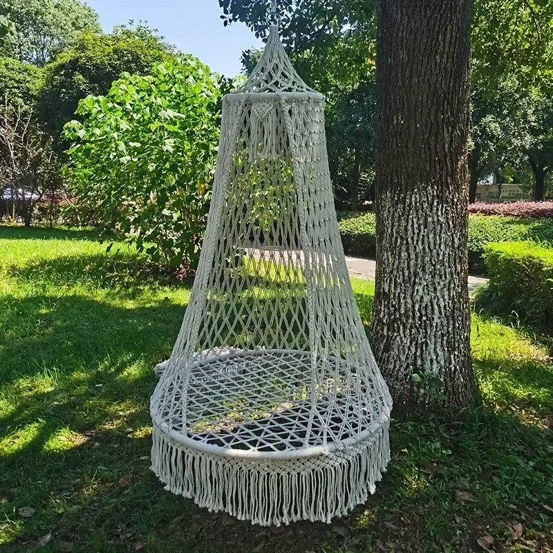 Fauteuil Suspendu Tissé à la Main BohoSwing – Ambiance Bohémienne Détendue