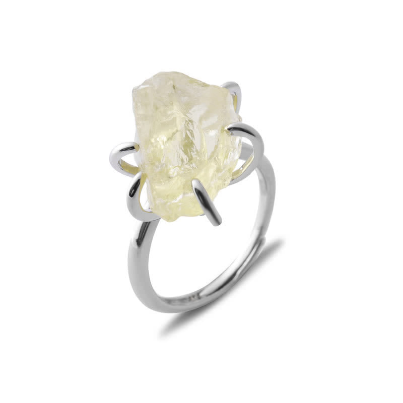 Bague Ajustable à Six Griffes avec Cristal Naturel – Liora