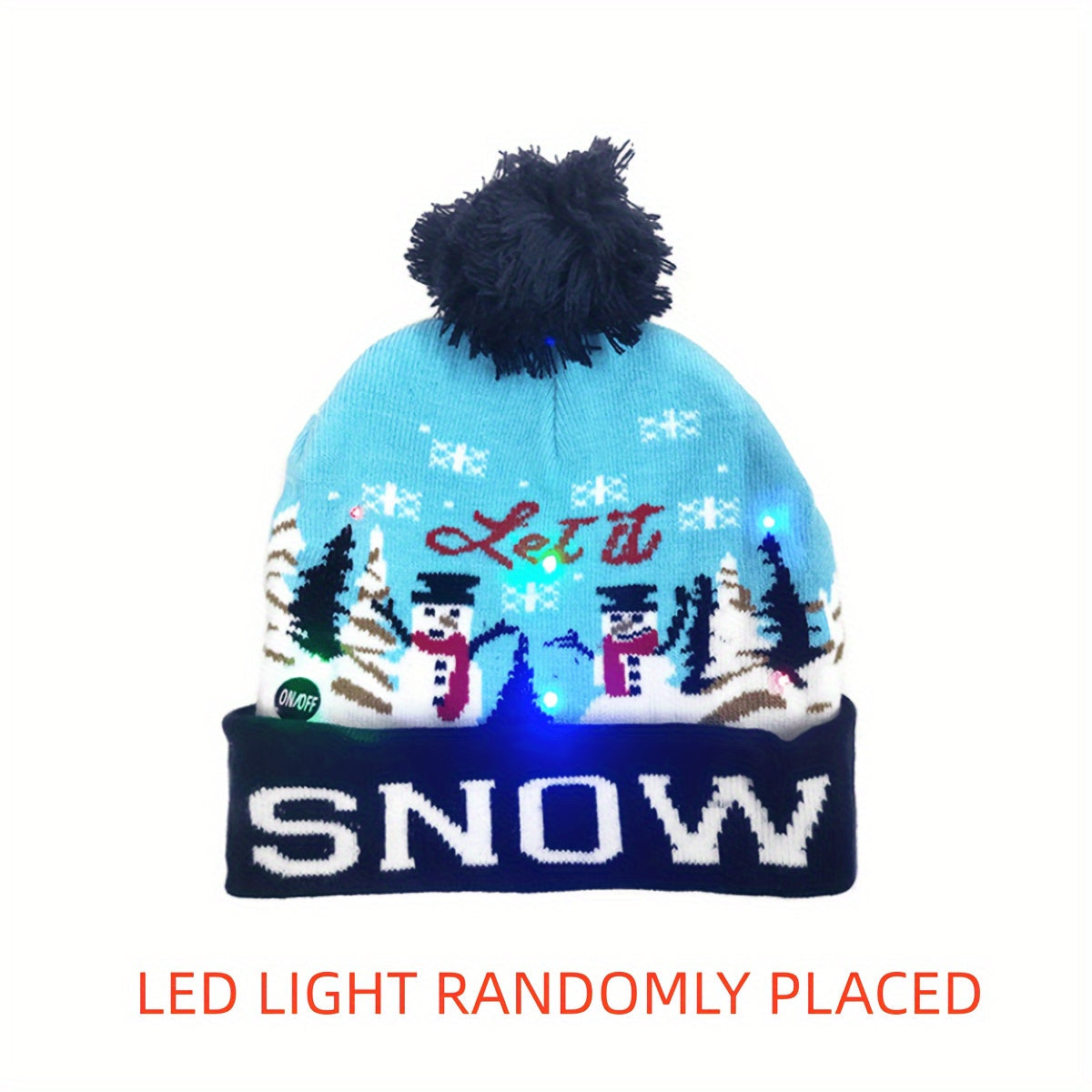 Bonnet LED Givré - Éclairé et Joyeux pour les Fêtes