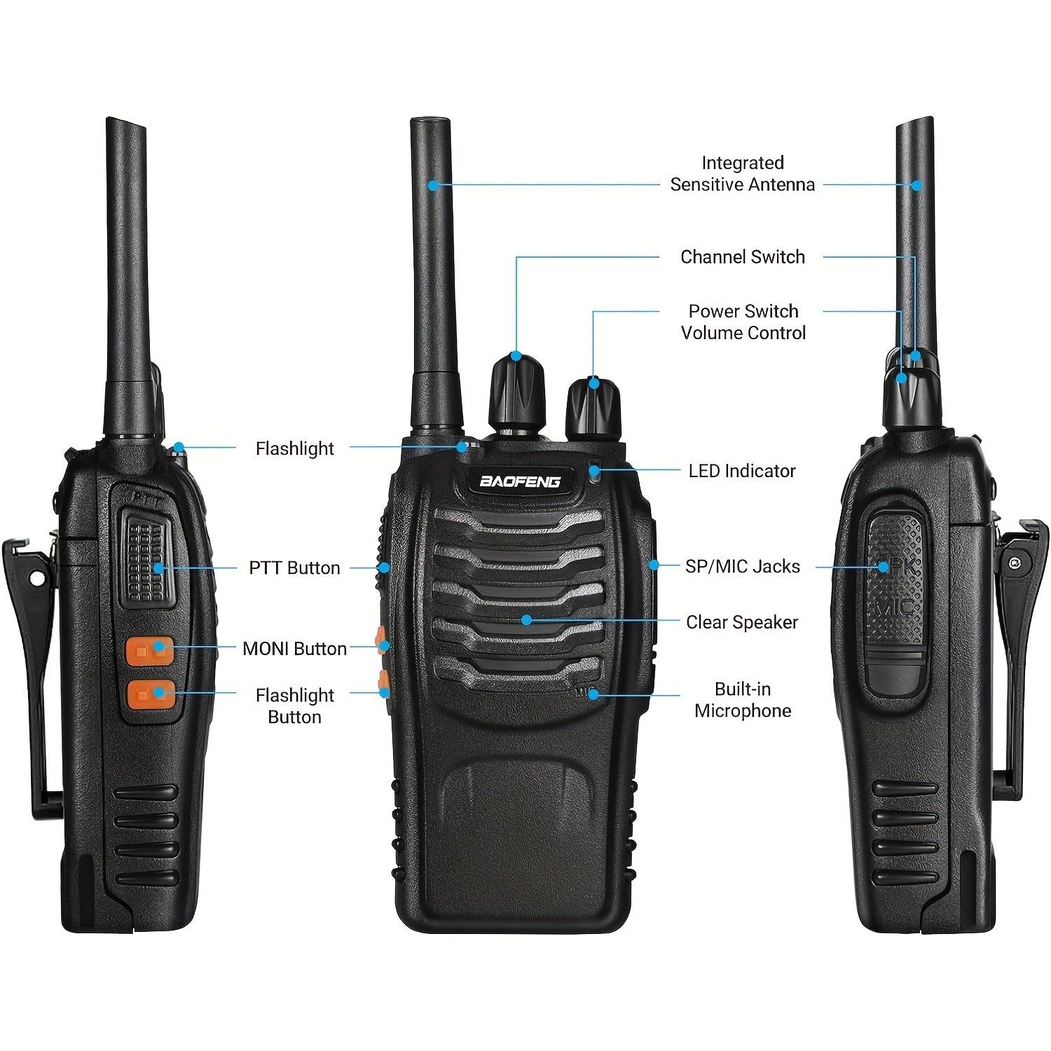 2 Pièces de Radios Portables Bi-Directionnelles – Communication Fiable pour la Randonnée, le Vélo et l'Escalade