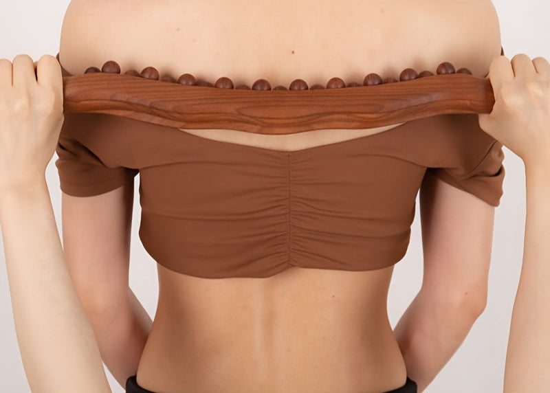 Bâton de Massage en Bois avec 31 Perles – Détente Musculaire Profonde